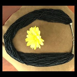 Boho Multi strand black bead necklace